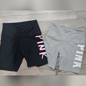 PINK Victoria's Secret Charcoal Gray Bike Shorts with Pink Logo XS Bundle